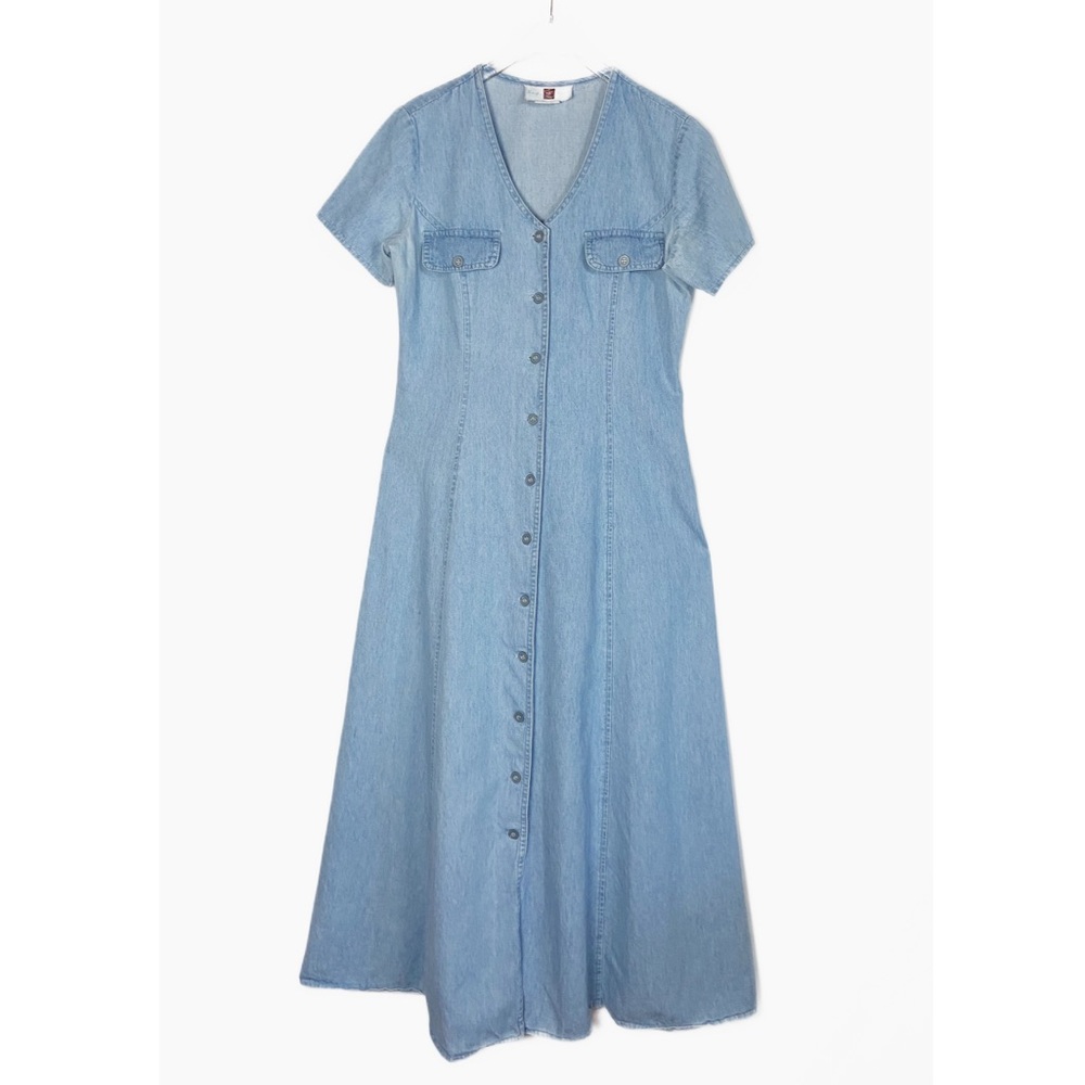 Vtg Jennifer Morgan Button Front Denim Dress 100% Cotton Light BlueSize 6